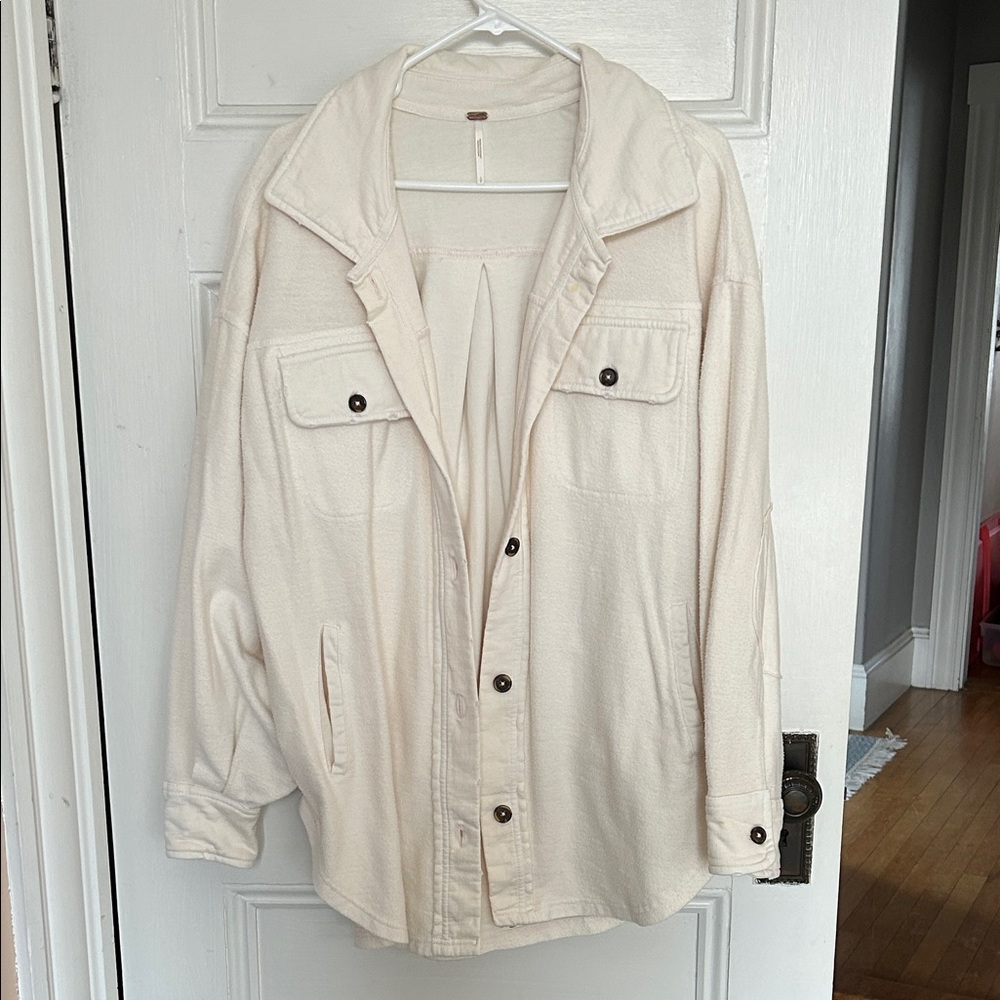 Free People Cream Button Down Shirt